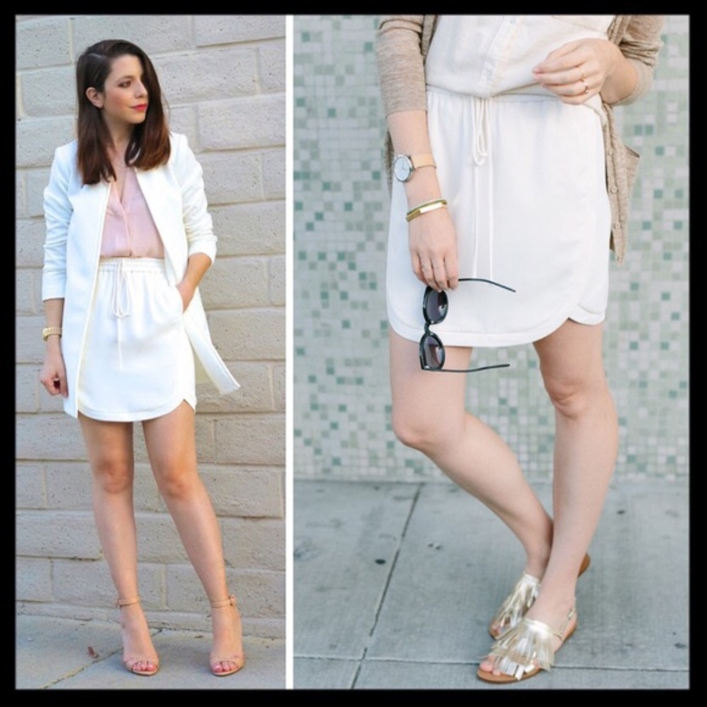 J. Crew Ivory Drawstring Mini Skirt